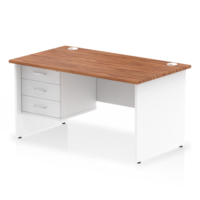 OE - Impulse 1400mm Panel End Straight Desk With Single Fixed Pedestal Two Tone