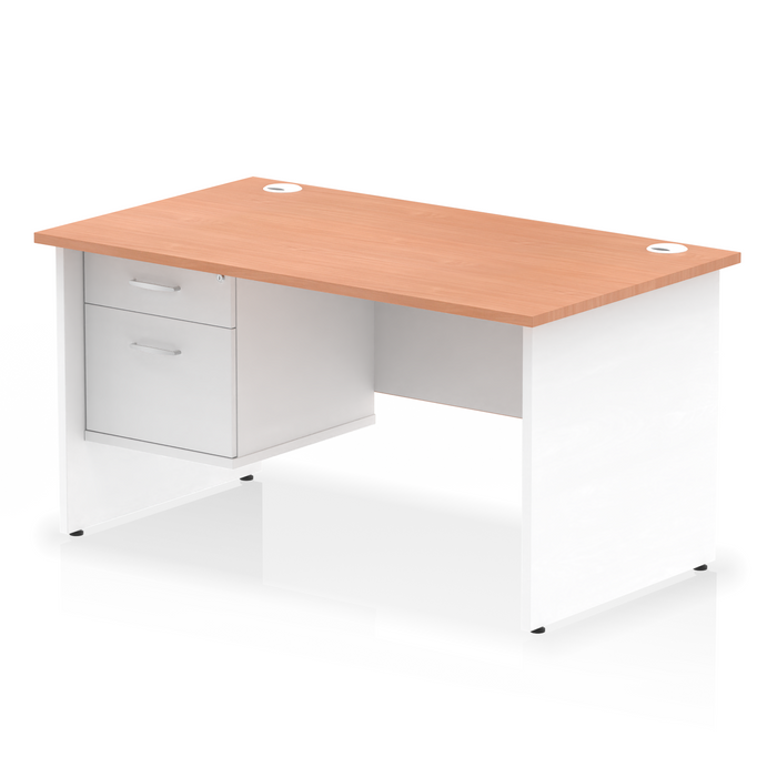 OE - Impulse 1400mm Panel End Straight Desk With Single Fixed Pedestal Two Tone
