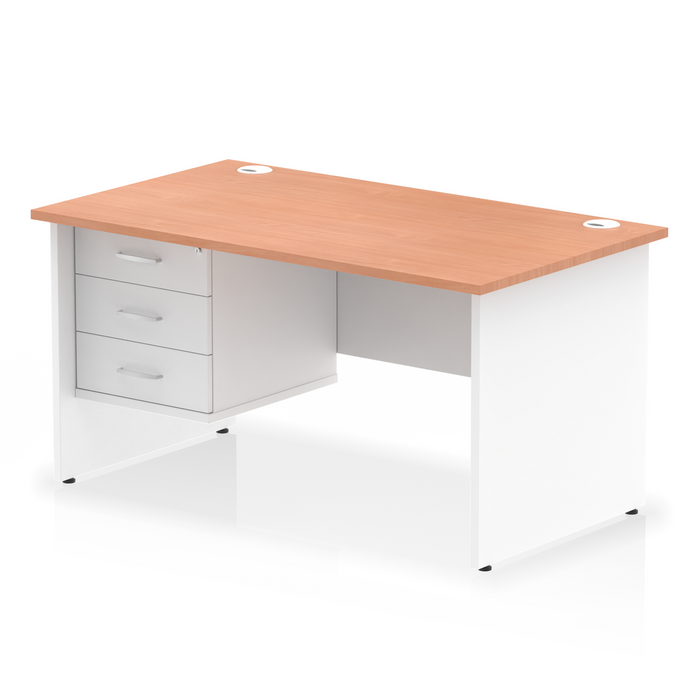 OE - Impulse 1400mm Panel End Straight Desk With Single Fixed Pedestal Two Tone