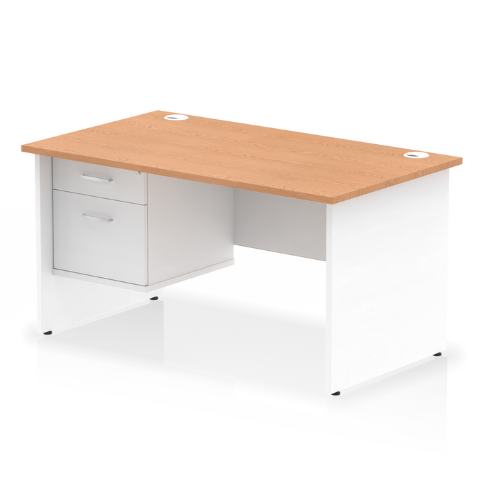 OE - Impulse 1400mm Panel End Straight Desk With Single Fixed Pedestal Two Tone