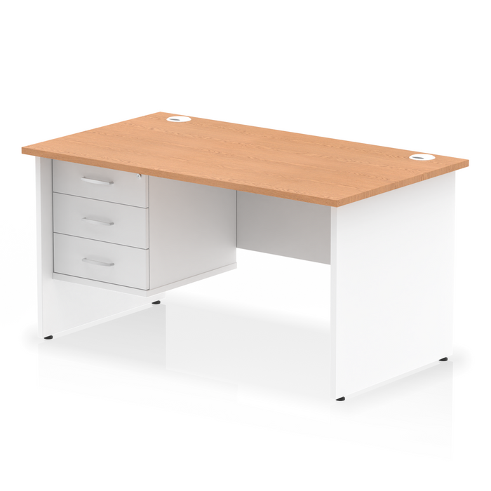 OE - Impulse 1400mm Panel End Straight Desk With Single Fixed Pedestal Two Tone