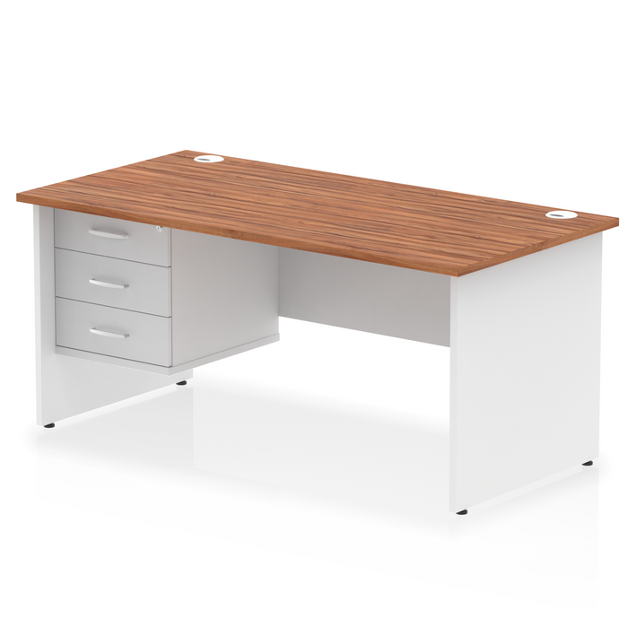 OE - Impulse 1600mm Panel End Straight Desk With Single Fixed Pedestal Two Tone