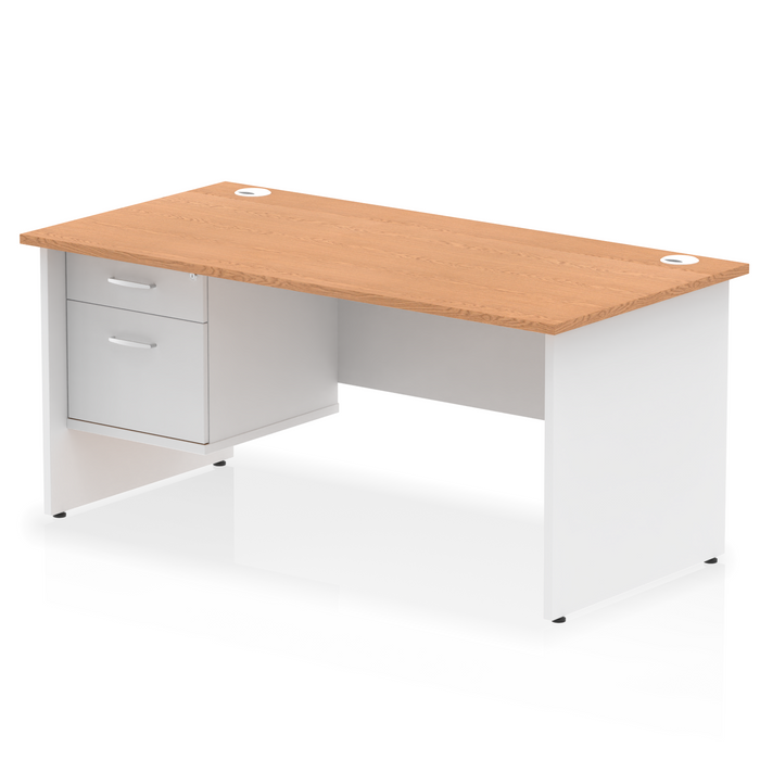 OE - Impulse 1600mm Panel End Straight Desk With Single Fixed Pedestal Two Tone