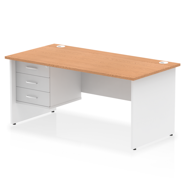 OE - Impulse 1600mm Panel End Straight Desk With Single Fixed Pedestal Two Tone