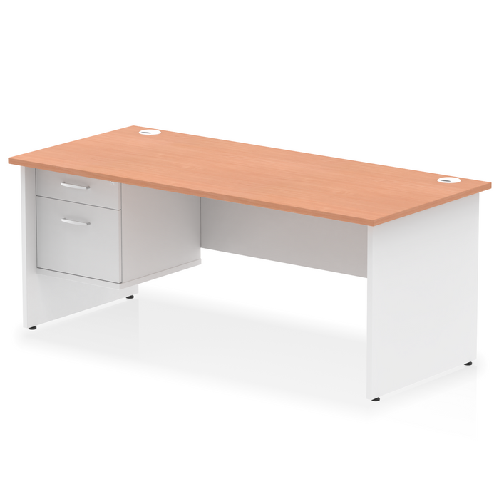 OE - Impulse 1800mm Panel End Straigh Desk With Single Fixed Pedestal Two Tone