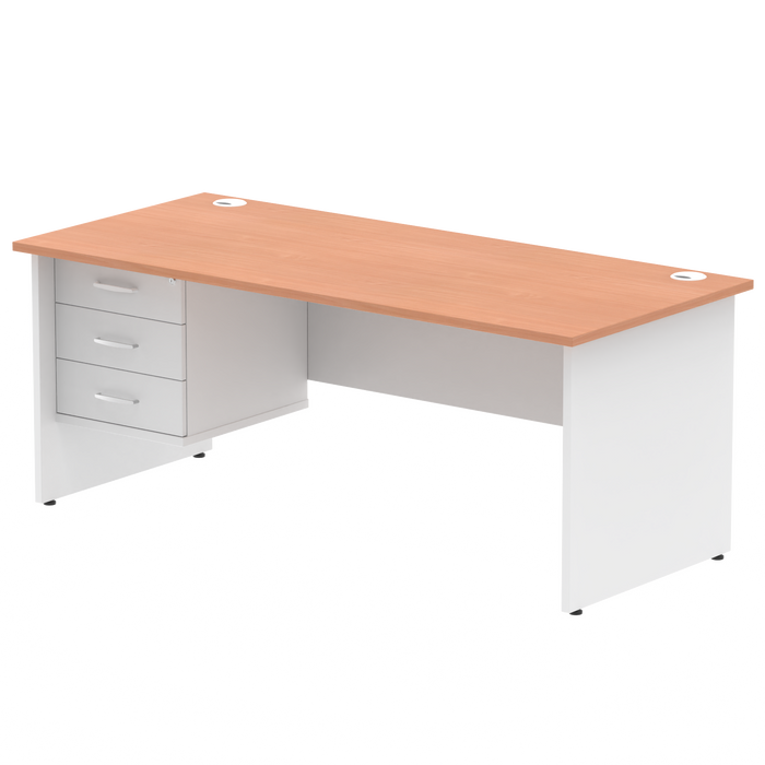OE - Impulse 1800mm Panel End Straigh Desk With Single Fixed Pedestal Two Tone