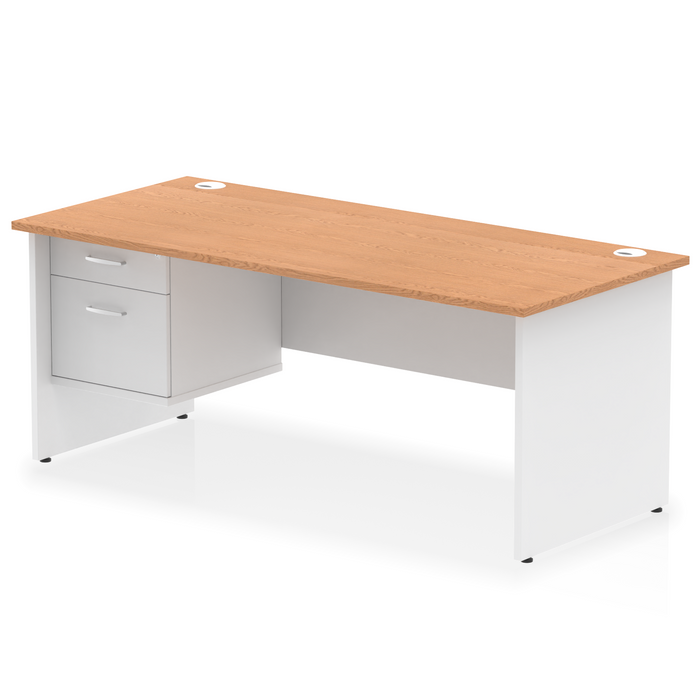 OE - Impulse 1800mm Panel End Straigh Desk With Single Fixed Pedestal Two Tone
