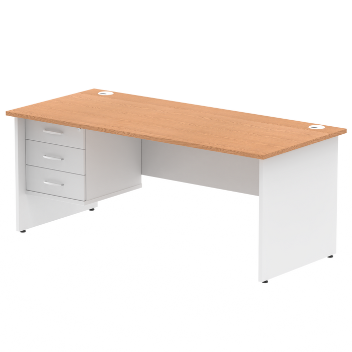 OE - Impulse 1800mm Panel End Straigh Desk With Single Fixed Pedestal Two Tone