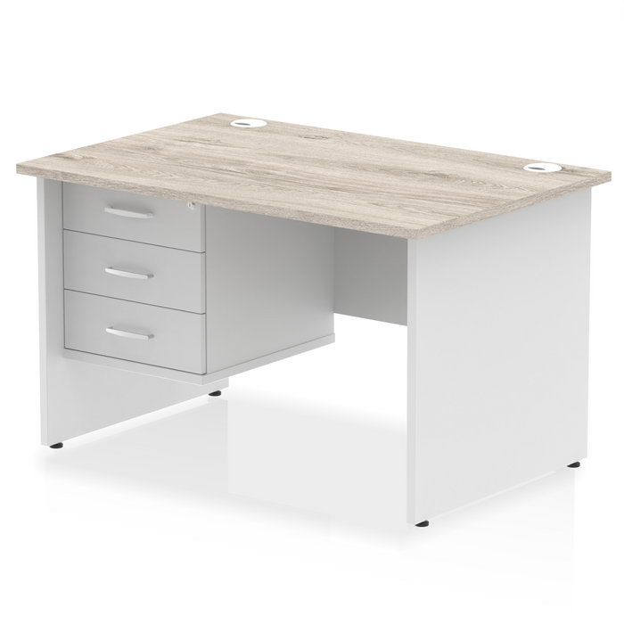 OE - Impulse 1200mm Panel End Straight Desk With Single Fixed Pedestal Two Tone