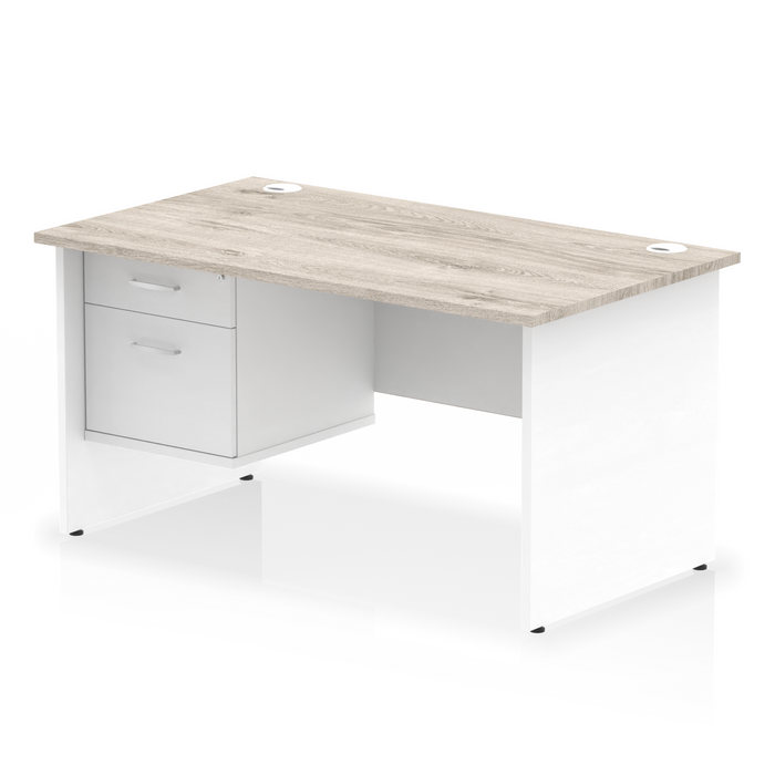 OE - Impulse 1400mm Panel End Straight Desk With Single Fixed Pedestal Two Tone