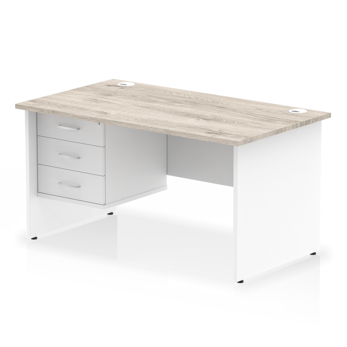 OE - Impulse 1400mm Panel End Straight Desk With Single Fixed Pedestal Two Tone