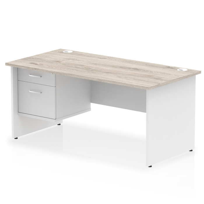 OE - Impulse 1600mm Panel End Straight Desk With Single Fixed Pedestal Two Tone