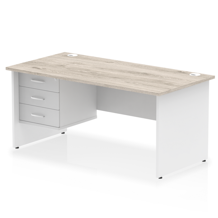 OE - Impulse 1600mm Panel End Straight Desk With Single Fixed Pedestal Two Tone