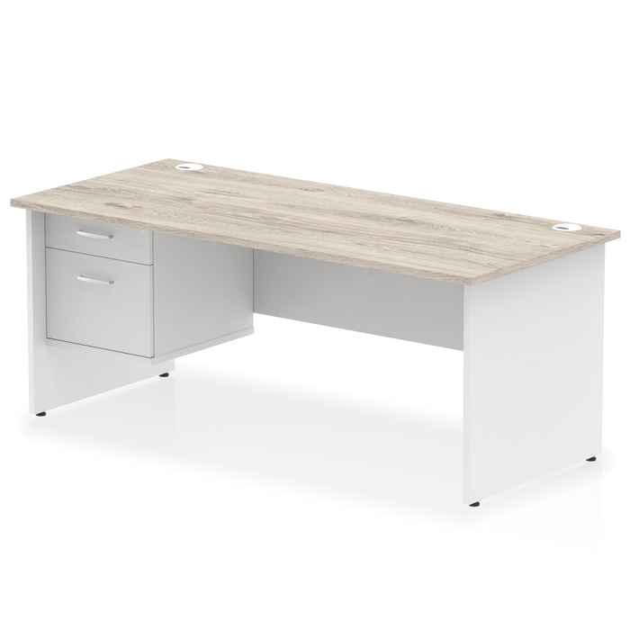OE - Impulse 1800mm Panel End Straigh Desk With Single Fixed Pedestal Two Tone