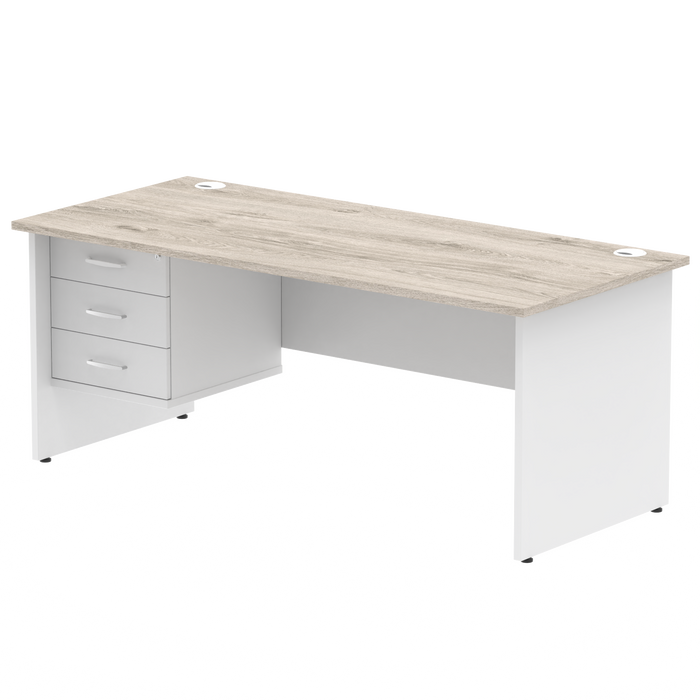 OE - Impulse 1800mm Panel End Straigh Desk With Single Fixed Pedestal Two Tone