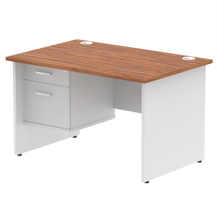 OE - Impulse 1200mm Panel End Straight Desk With Single Fixed Pedestal Two Tone