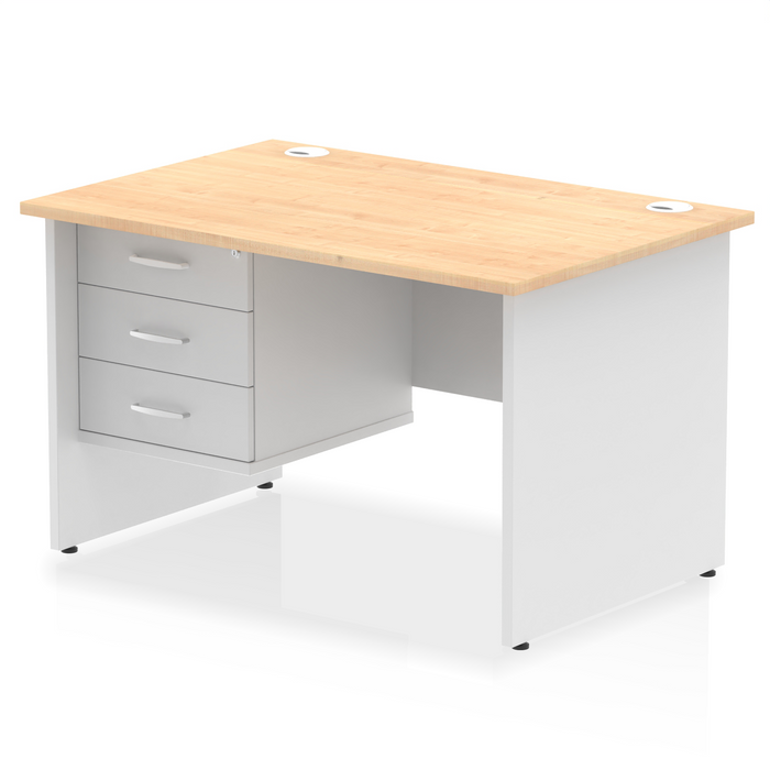 OE - Impulse 1200mm Panel End Straight Desk With Single Fixed Pedestal Two Tone