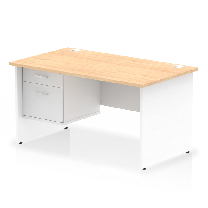 OE - Impulse 1400mm Panel End Straight Desk With Single Fixed Pedestal Two Tone