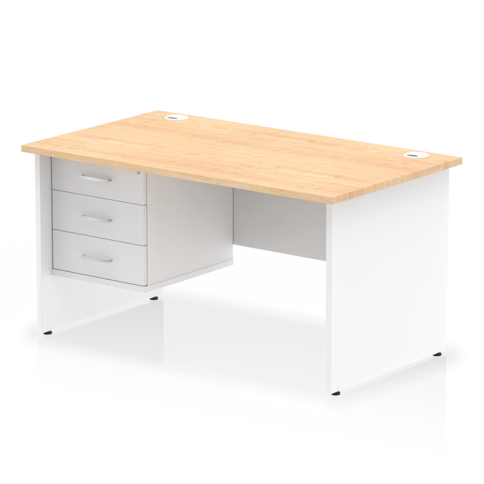 OE - Impulse 1400mm Panel End Straight Desk With Single Fixed Pedestal Two Tone