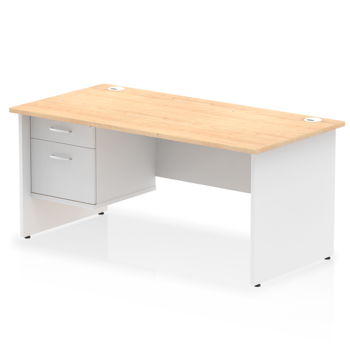 OE - Impulse 1600mm Panel End Straight Desk With Single Fixed Pedestal Two Tone