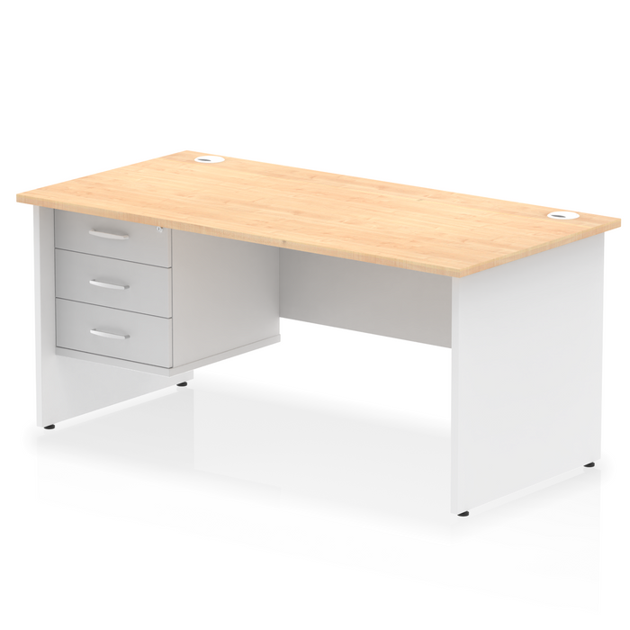 OE - Impulse 1600mm Panel End Straight Desk With Single Fixed Pedestal Two Tone
