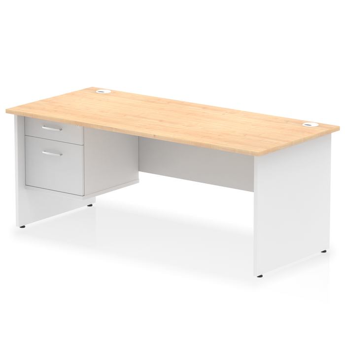 OE - Impulse 1800mm Panel End Straigh Desk With Single Fixed Pedestal Two Tone