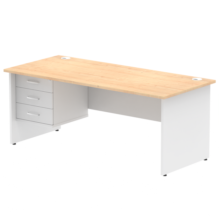 OE - Impulse 1800mm Panel End Straigh Desk With Single Fixed Pedestal Two Tone