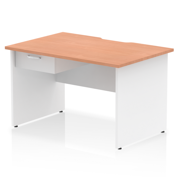 Impulse Scalloped Edge Panel End Straight Desk Frame With Single One Drawer Fixed Pedestal