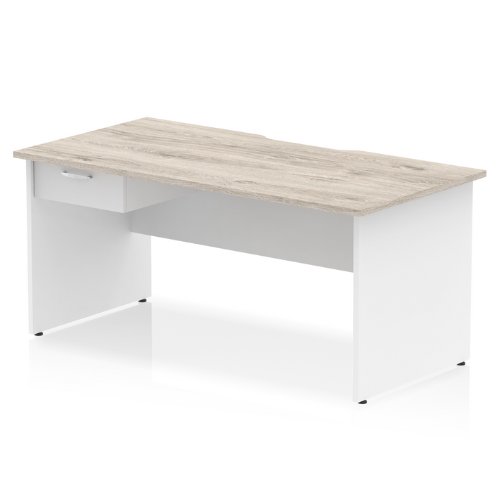 Impulse Scalloped Edge Panel End Straight Desk Frame With Single One Drawer Fixed Pedestal