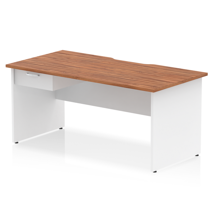 Impulse Scalloped Edge Panel End Straight Desk Frame With Single One Drawer Fixed Pedestal