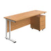 Twin Upright Rectangular Desk + Mobile 3 Drawer Pedestal (FSC) | 1800X600 | Nova Oak/White