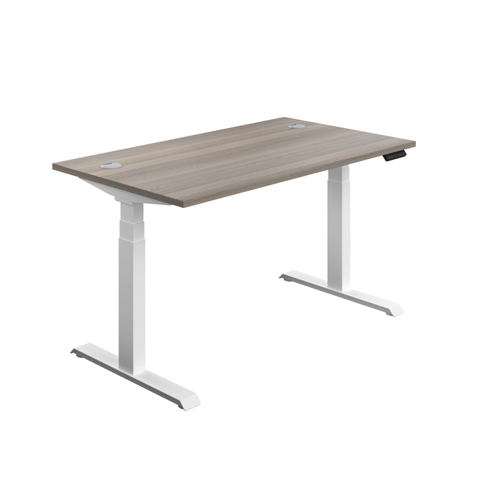 Economy Sit Stand Desk 1800 X 800 Grey Oak With White Frame