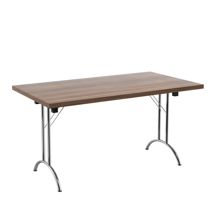 One Union Rectangular Folding Table 1400 X 800 Silver Dark Walnut