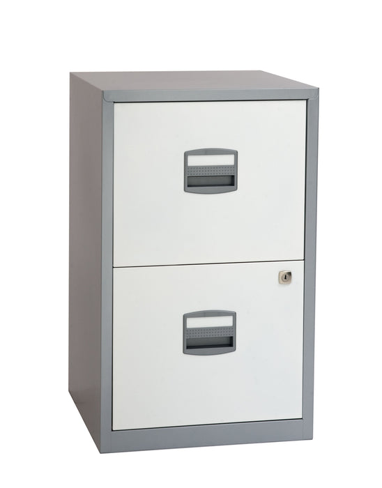 Bisley A4 Personal And Home 2 Drawer Filer Silver And White