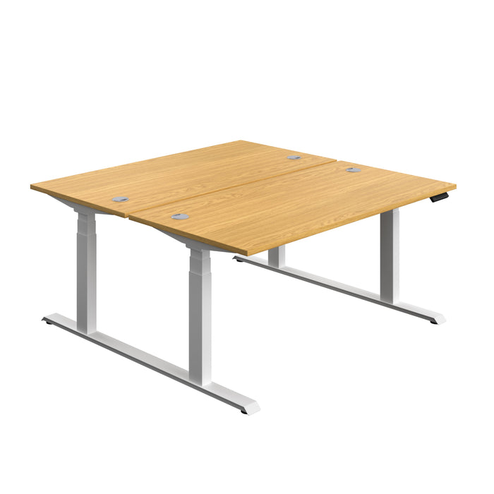 Economy Back To Back Sit Stand Desk (FSC) | 1600 X 800 | Nova Oak/White