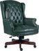Teknik Chairman Green Swivel Traditional Button Tufted Luxury Bonded Leather Executive Chair