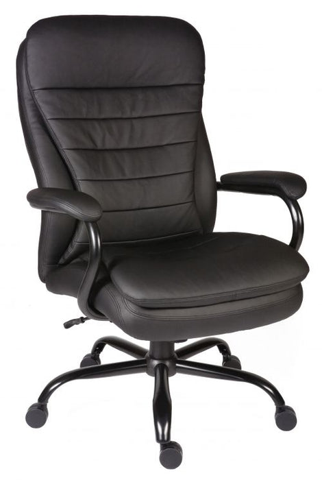 Teknik Goliath Heavy Duty Black Bonded Leather Faced Executive Office Chair Matching Padded Armrests