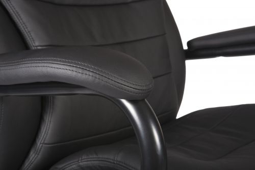 Teknik Goliath Heavy Duty Black Bonded Leather Faced Executive Office Chair Matching Padded Armrests - image 2