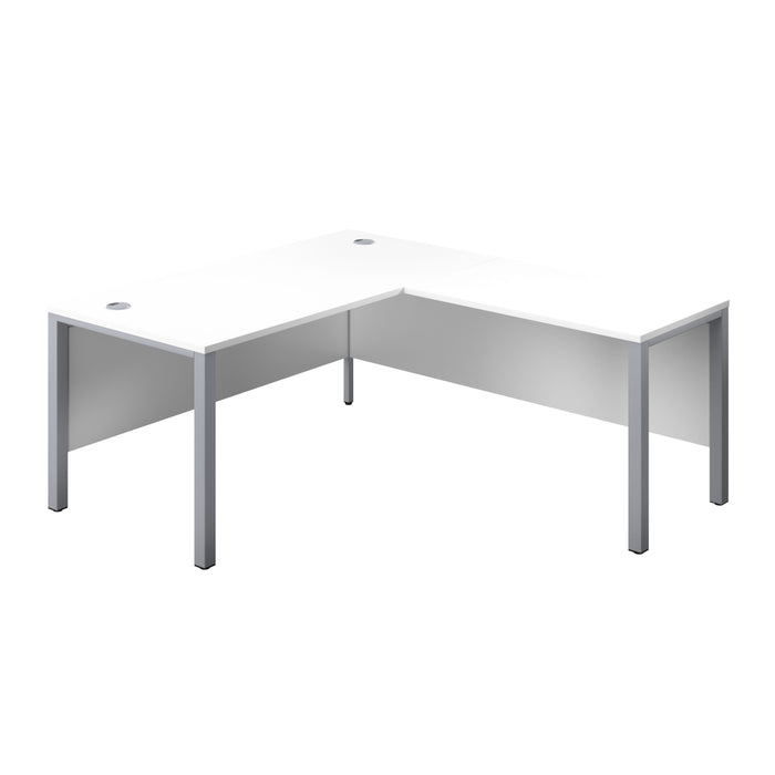 Goal Post Right Hand Return Desk 1600 X 800 White With Silver Frame