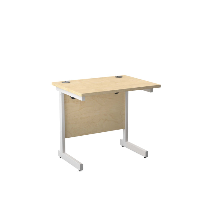 Single Upright Maple Rectangular Desk 800 X 600 White