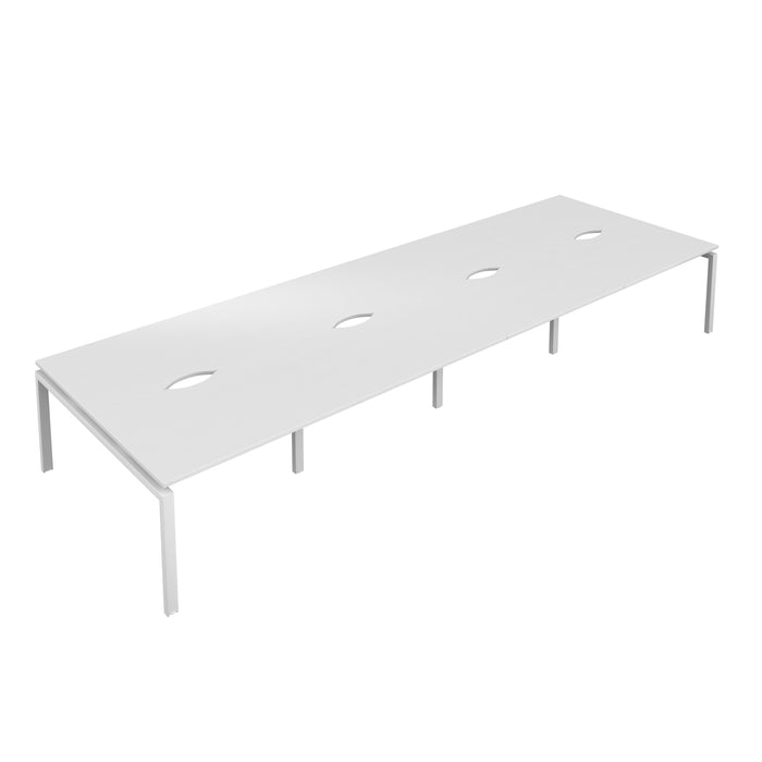 Telescopic 8 Person White Bench With Cut Out 1200 X 600 Silver