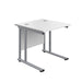 Twin Upright White Rectangular Desk 800 X 800 Silver