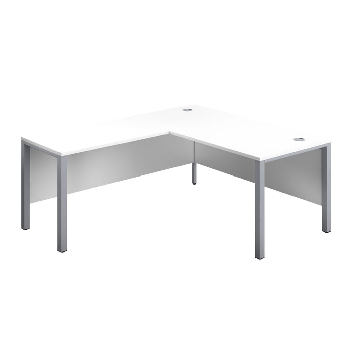 Goal Post Left Hand Return Desk 1800 X 800 White With Silver Frame