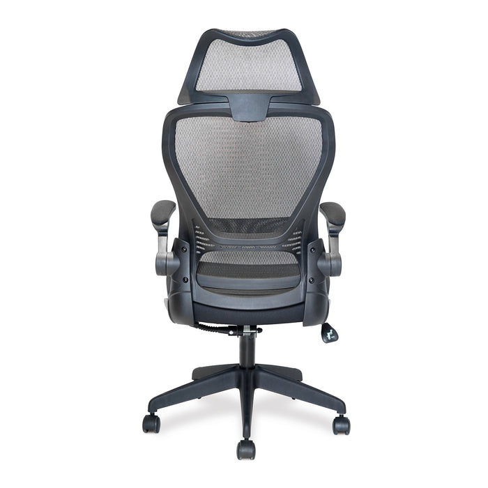 Canis - High Back Mesh Chair with Moulded Seat Foam, Folding Arms and Optional Headrest
