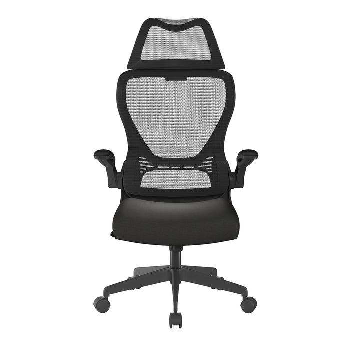 Canis - High Back Mesh Chair with Moulded Seat Foam, Folding Arms and Optional Headrest