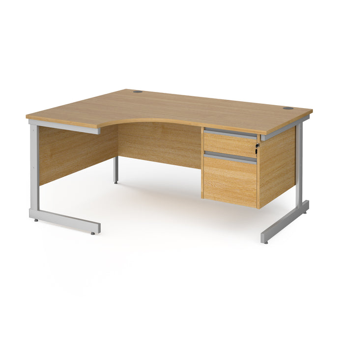 Contract 25 left hand ergonomic desk with 2 drawer pedestal and cantilever leg