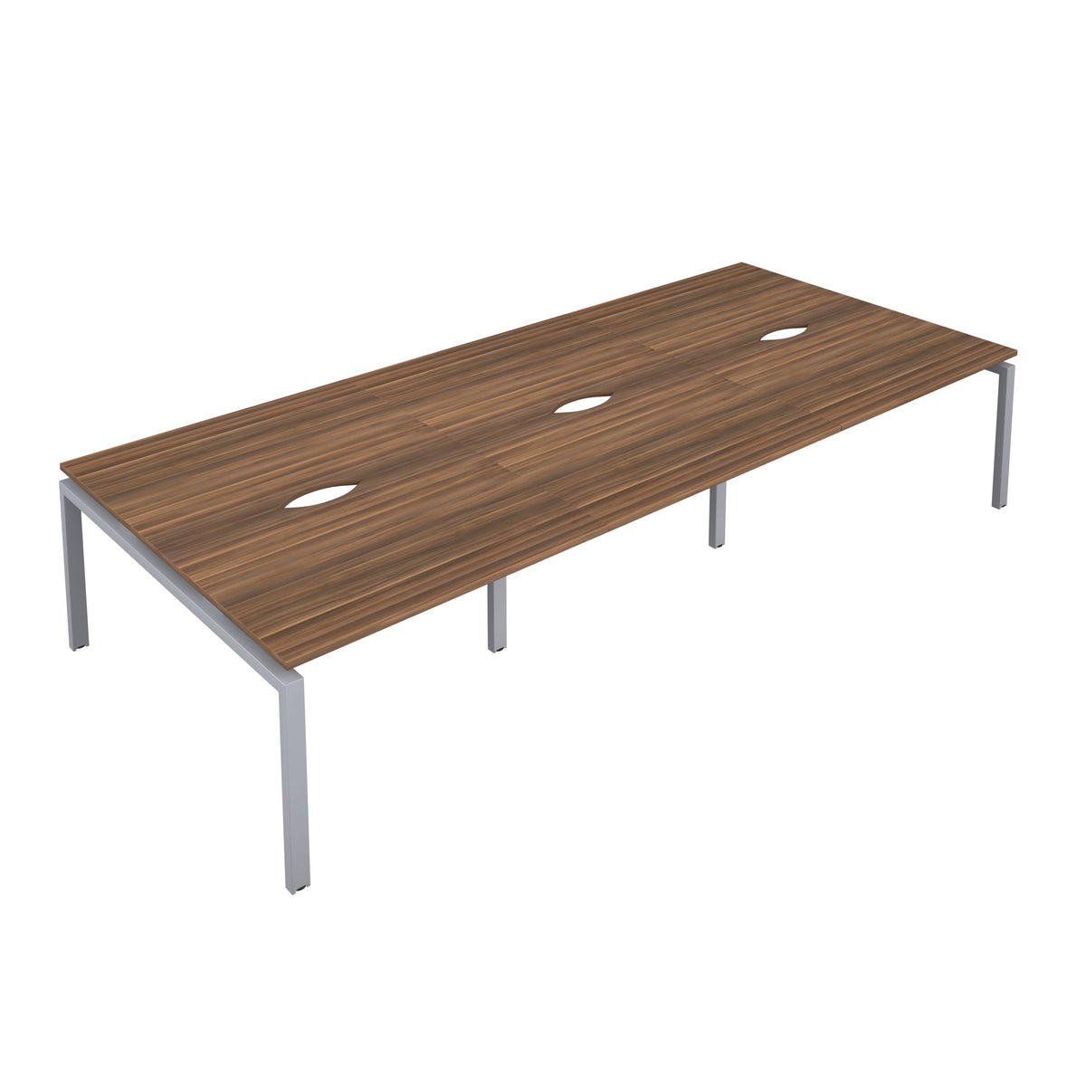 Telescopic Sliding 6 Person Walnut Bench With Cut Out | UK Office Furniture