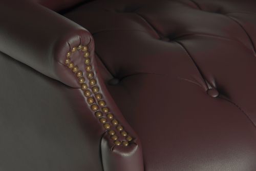 Teknik Chairman Burgundy Swivel Button Tufted Luxury Bonded Leather Executive Chair - image 4