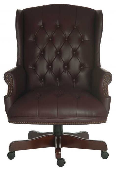 Teknik Chairman Burgundy Swivel Button Tufted Luxury Bonded Leather Executive Chair - image 2