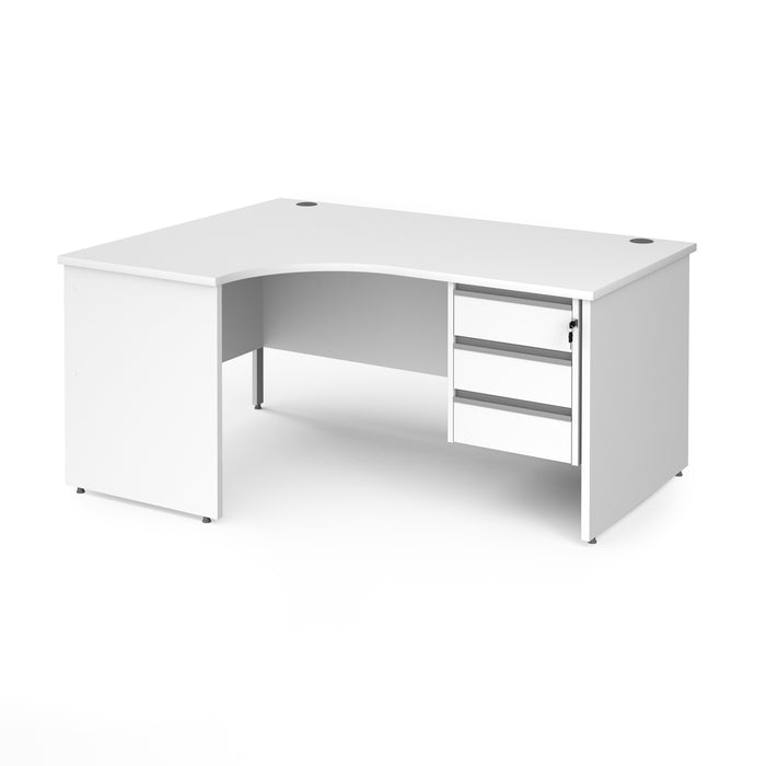 Contract 25 left hand ergonomic desk with 3 drawer pedestal and panel leg